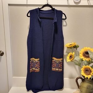 NWOT Vest with accent pockets-dark blue-Size SM/M-Brand new